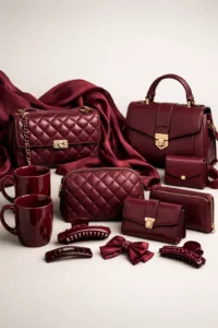 Bordo kadınlar günü çanta, kupa, cüzdan, toka