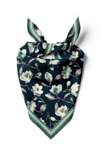 Yeşil Çiçek Desenli Fular