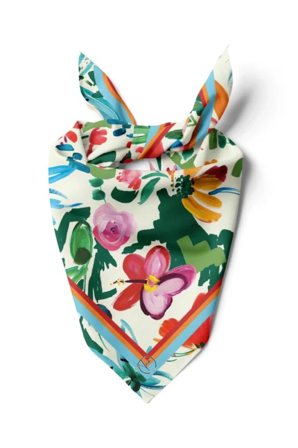 Rengarenk Soyut Çiçek Desenli Fular