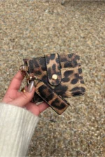 Anahtarlık ve Kartlık Detaylı Leopar Desenli Kartlık Cüzdan
