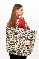Believe In Yourself Baskılı Büyük Boy Kanvas Çanta - Görsel 2