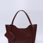 Bordo, Suni Deri, Çıtçıtlı, Cüzdanlı, Makyaj Çantalı, El ve Omuz Çantası