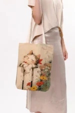 Huzurlu Kedi Baskılı Kanvas Bez Çanta - Görsel 3