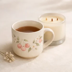 Anneler Günü Krem Kupa ve Mum