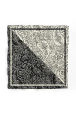 Siyah-Beyaz Paisley Fular Kare