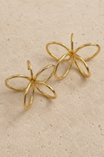 Gold Çiçek Desenli Küpe
