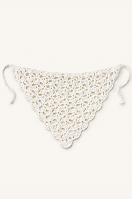 Beyaz Kroşe Örgü Bandana