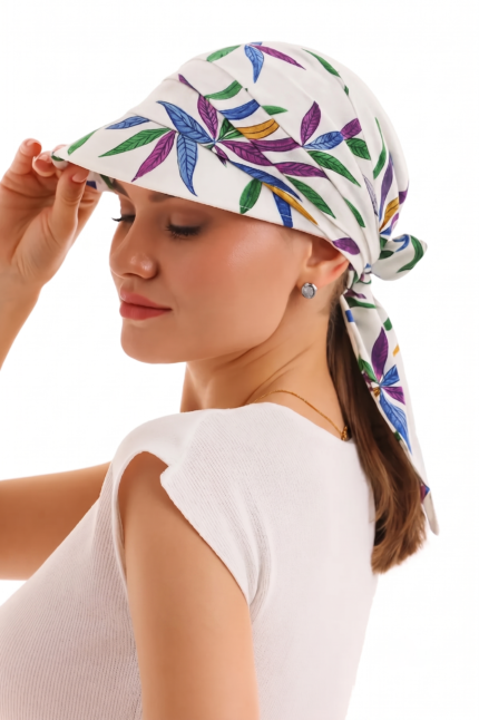 Safari Bağlama, Siperli, Renkli Yapraklar Bandana Vizör