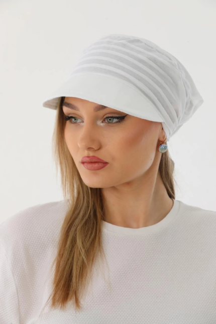 Beyaz Safari Bandana Vizör Açık