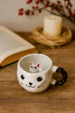 Kedi Desenli, Kedi Sürprizli Burgu Kulplu Kupa