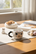 Kedi Desenli, Kedi Sürprizli Burgu Kulplu Kupa