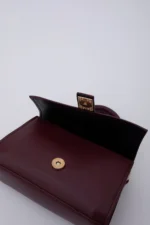 Bordo Suni Deri Mini El ve Omuz Çantası - Görsel 6