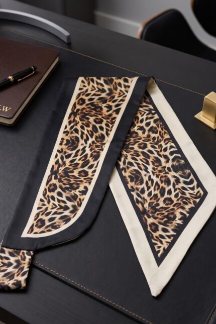 Leopar Desenli Kravat Fular
