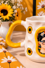 Sarı Vintage El Yapımı Seramik Kupa